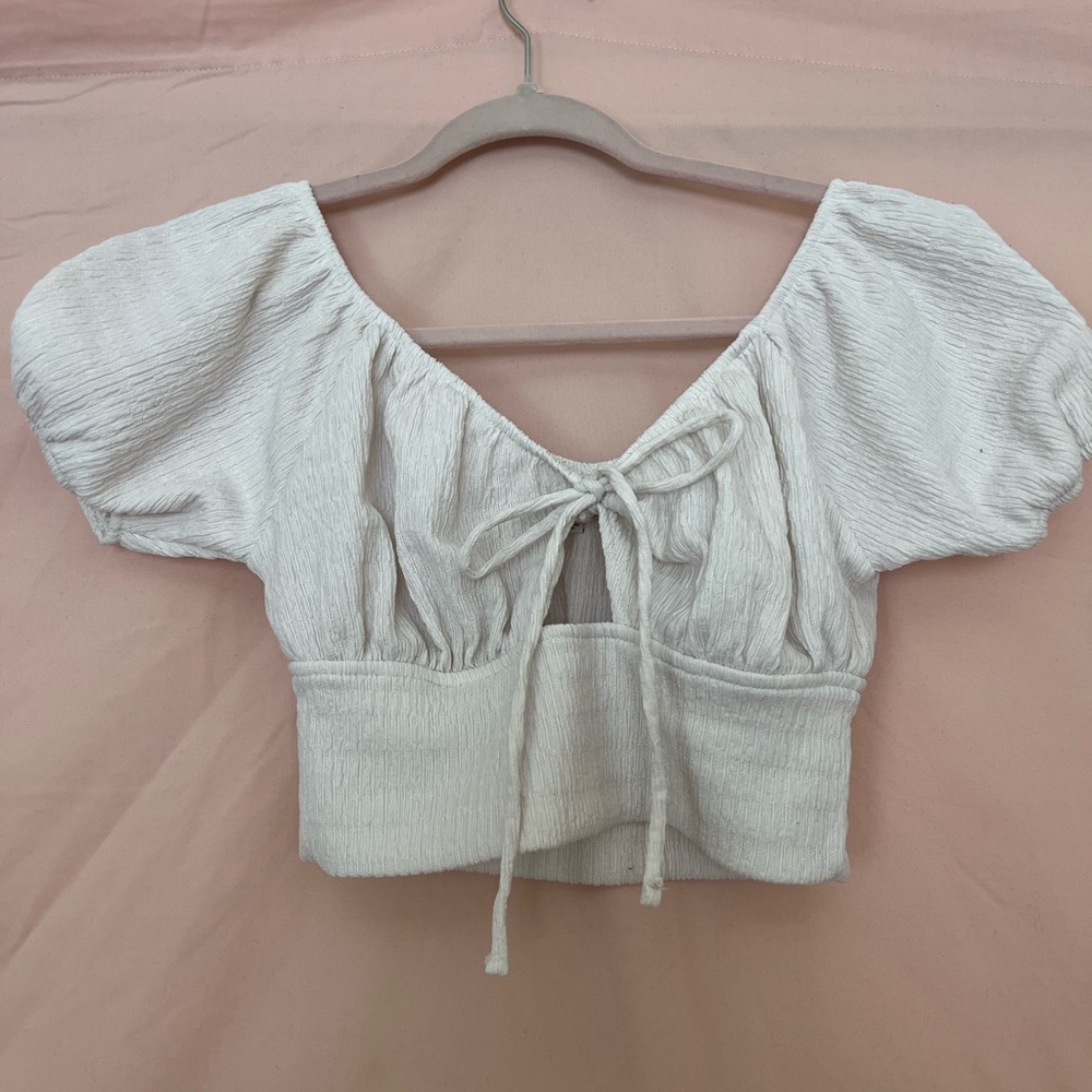 White Linen Cropped Blouse
